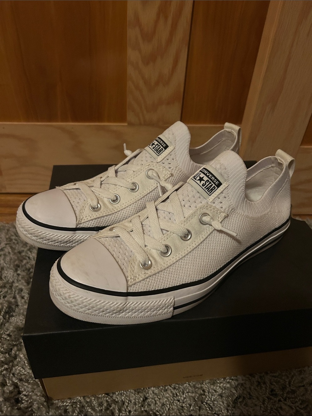Converse White Low Top Knit All Star Sneakers